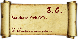 Bundusz Orbán névjegykártya
